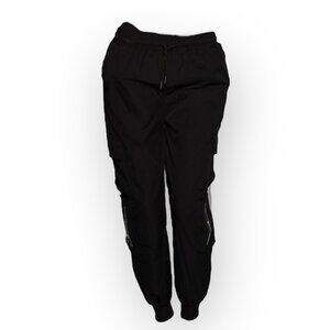 Casual Plain Cargo Black Pants